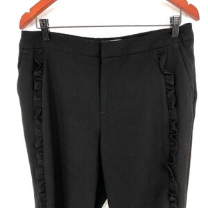 Carmen Marc Valvo ruffle front black trousers pant